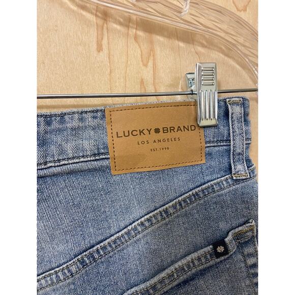 Lucky Brand Lucky Pins High Rise Distressed Cut-Off Jean Short Blue Women's 4/27 - Picture 4 of 11